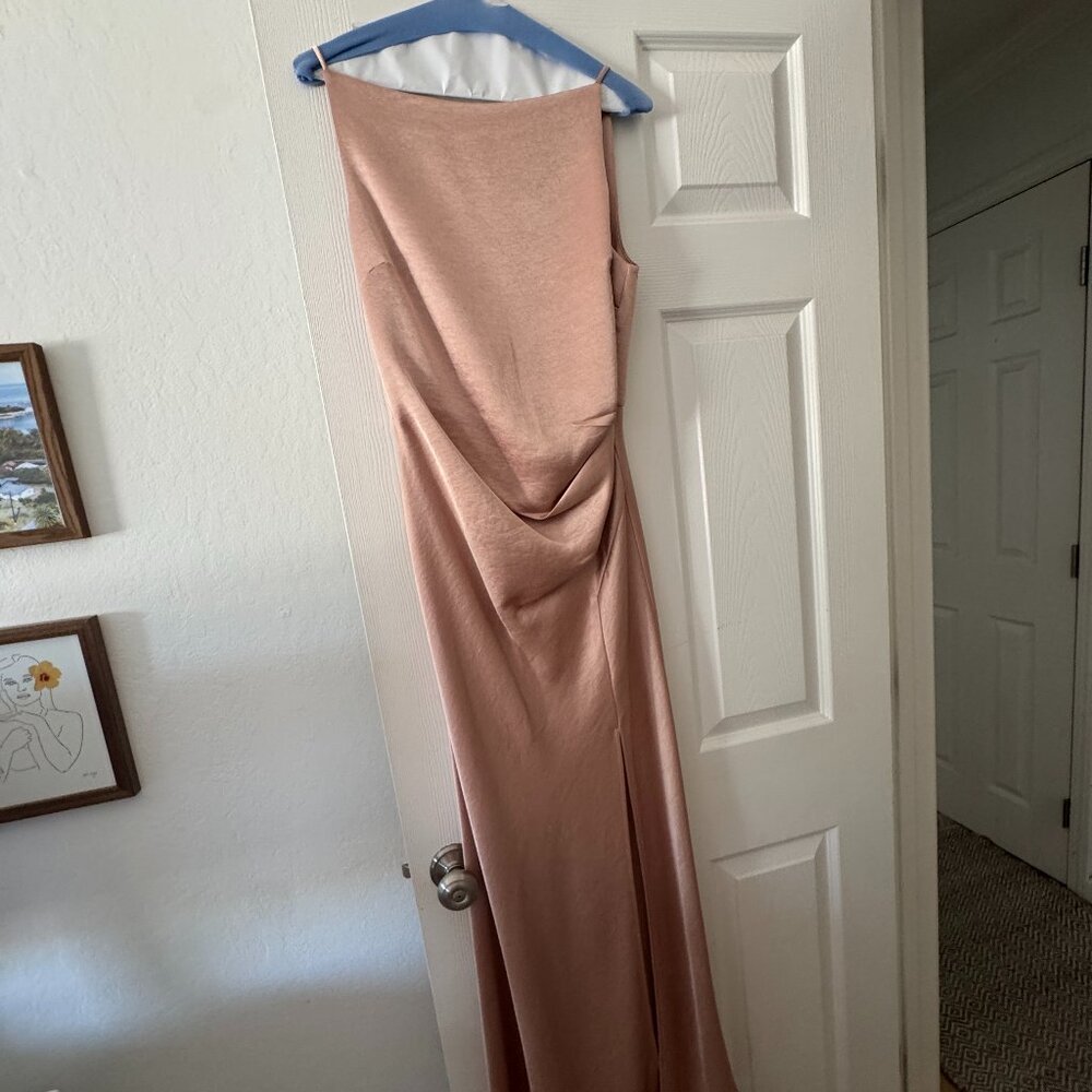 Bec + Bridge Blush Satin Maxi Dress – Size US 8 – Draped Slip Dress – Formal